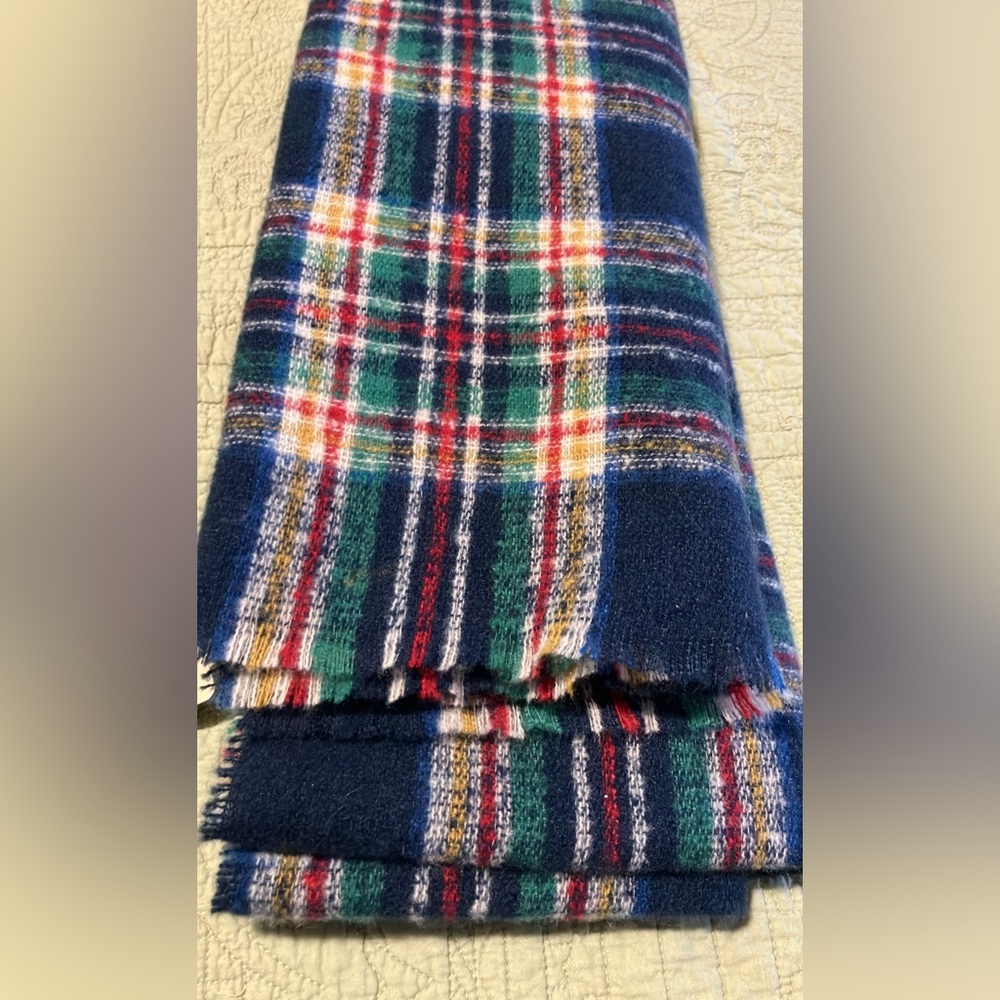 St. John's Bay Navy, Green & Red Plaid Scarf - Picture 2 of 5